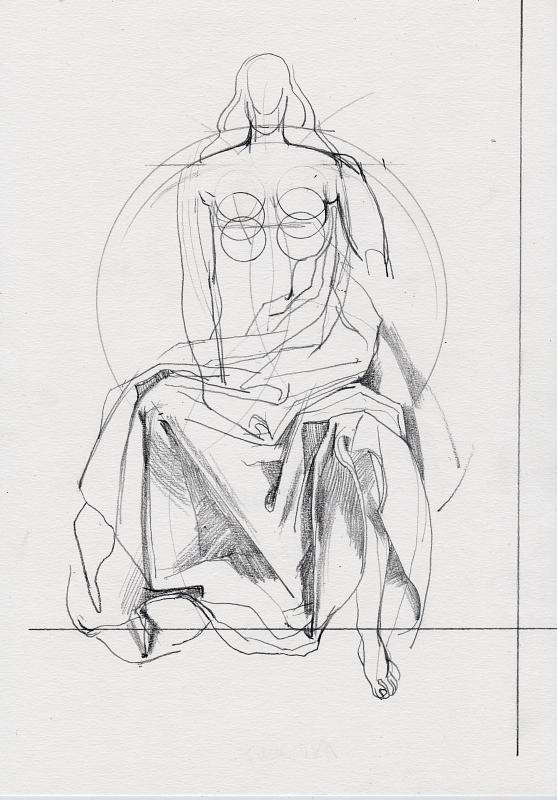 Sitting Drapery (Hellerova), Painting by Rayk Goetze
