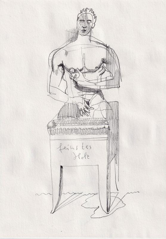 Torso male (feinstes Holz), Painting by Rayk Goetze