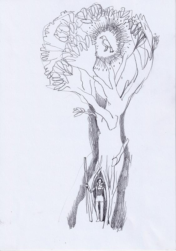 Baumstudie (mit Wächter), Painting by Rayk Goetze