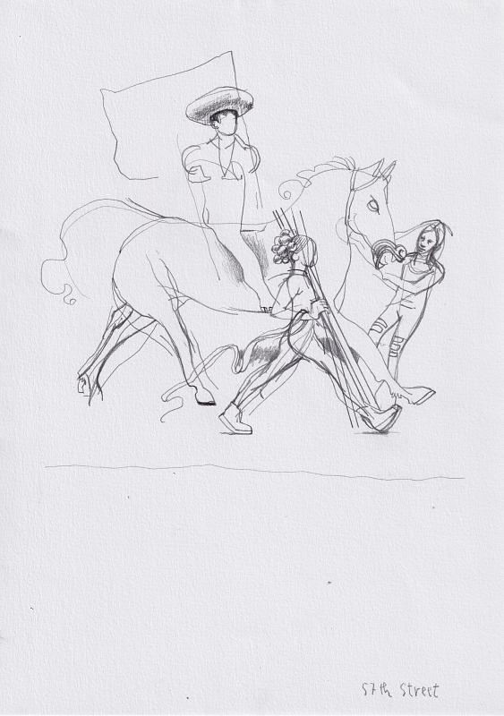 Study of a Rider (57th Street), Painting by Rayk Goetze