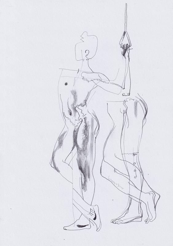 Figures (Study), Painting by Rayk Goetze
