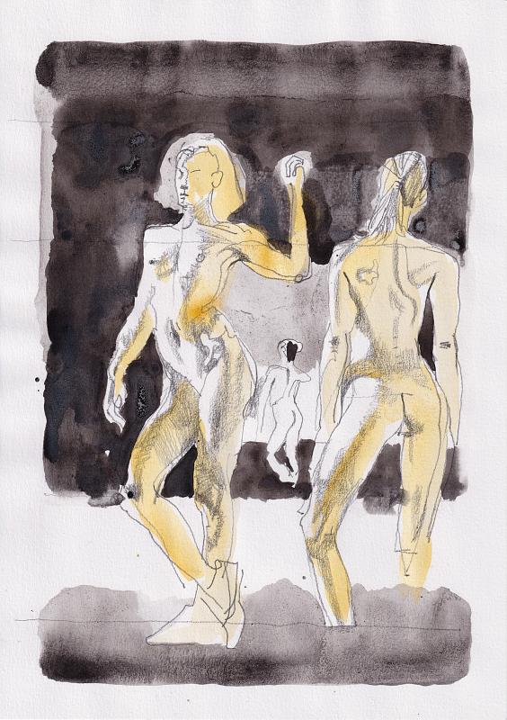 Study of figures, Painting by Rayk Goetze