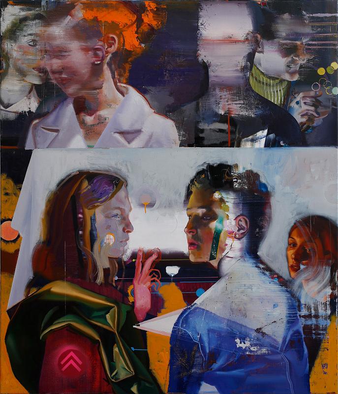 Tischgesellschaft (1), Painting by Rayk Goetze