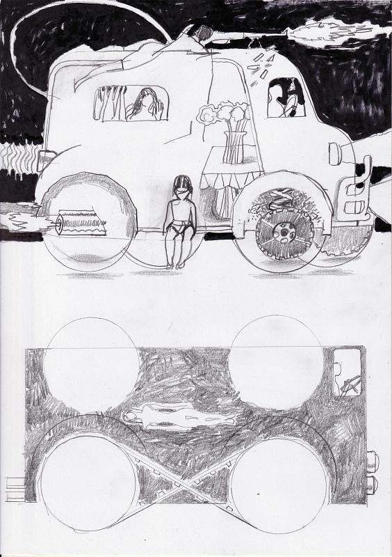 Fluchtauto (2), Painting by Rayk Goetze