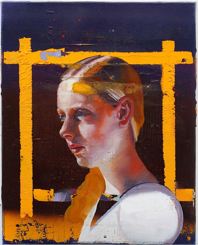 Portrait mit Zopf, Painting by Rayk Goetze