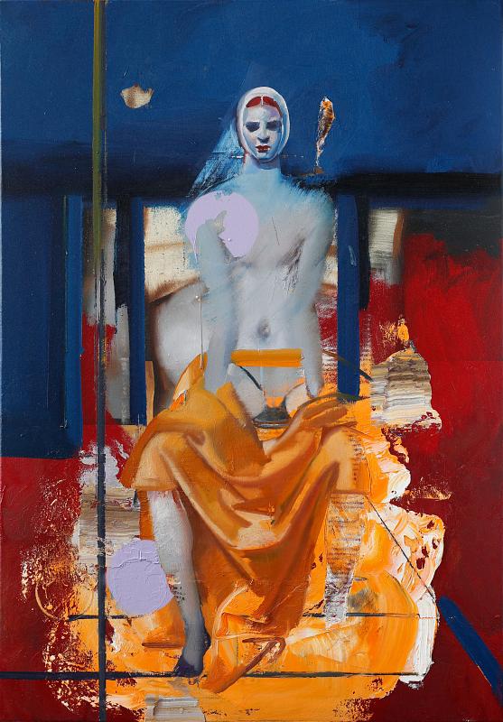 Sitting Figure, Painting by Rayk Goetze